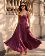Cotton Linen Convertible Built-In Bra Vintage Maxi Dress