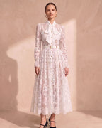 Lace Panel Vintage Shirt Dress (Belt Not Included)