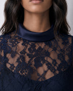 Lace Detail Long Sleeve Romantic Midi Dress