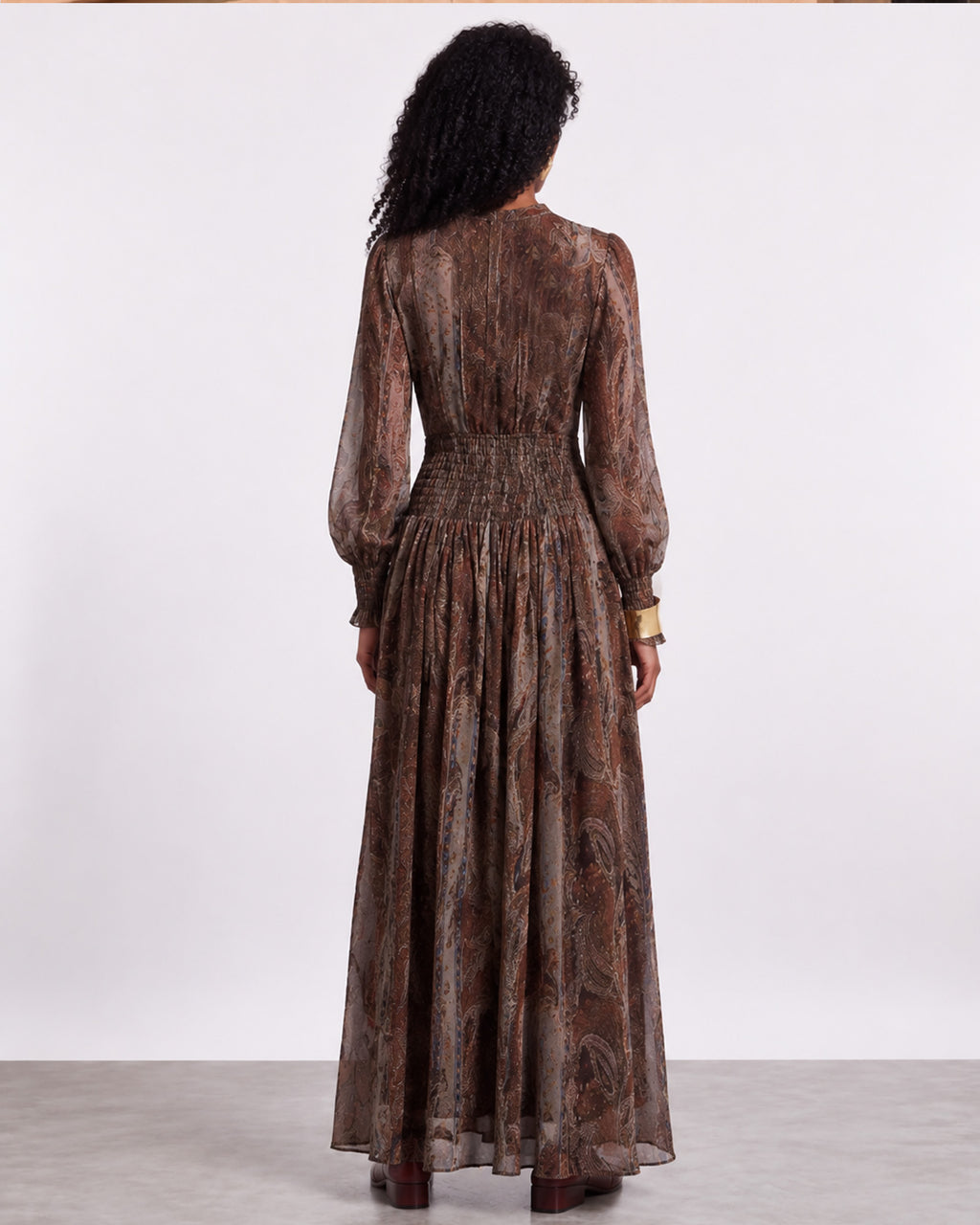Abstract Print Long Sleeve Bohemian Dress
