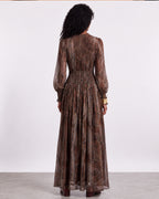 Abstract Print Long Sleeve Bohemian Dress