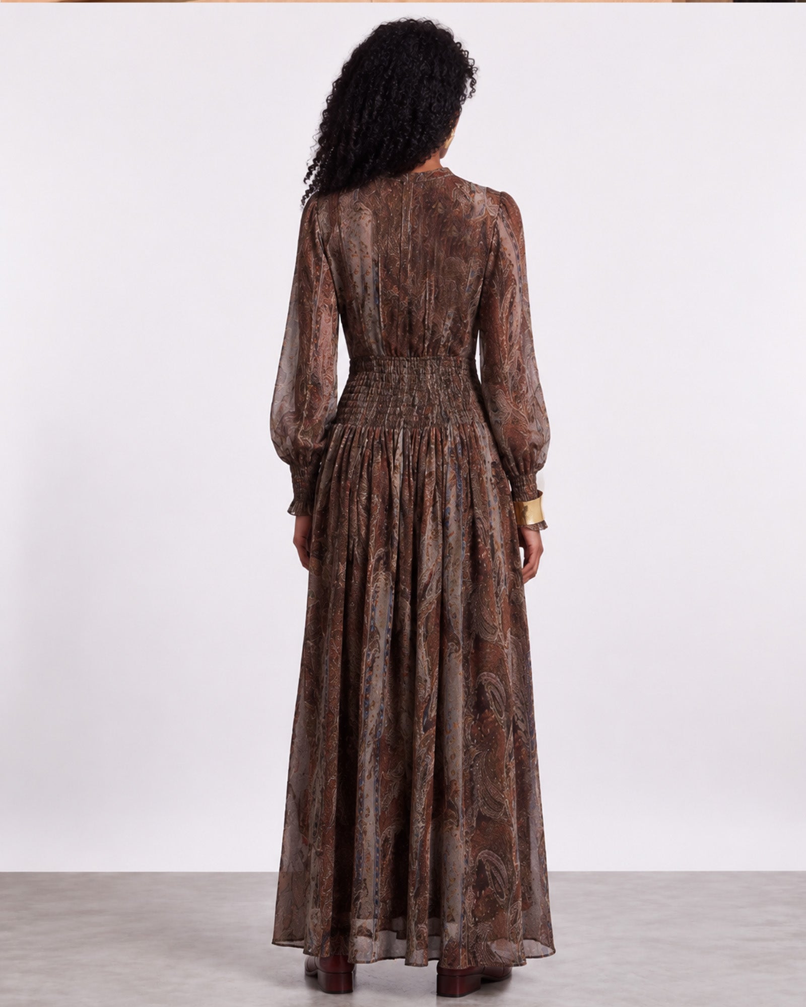 Abstract Print Long Sleeve Bohemian Dress