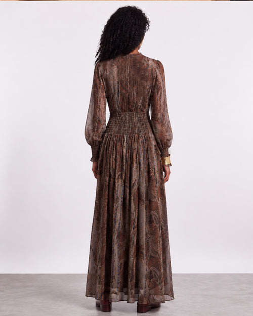 Abstract Print Long Sleeve Bohemian Dress