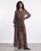 Abstract Print Long Sleeve Bohemian Dress