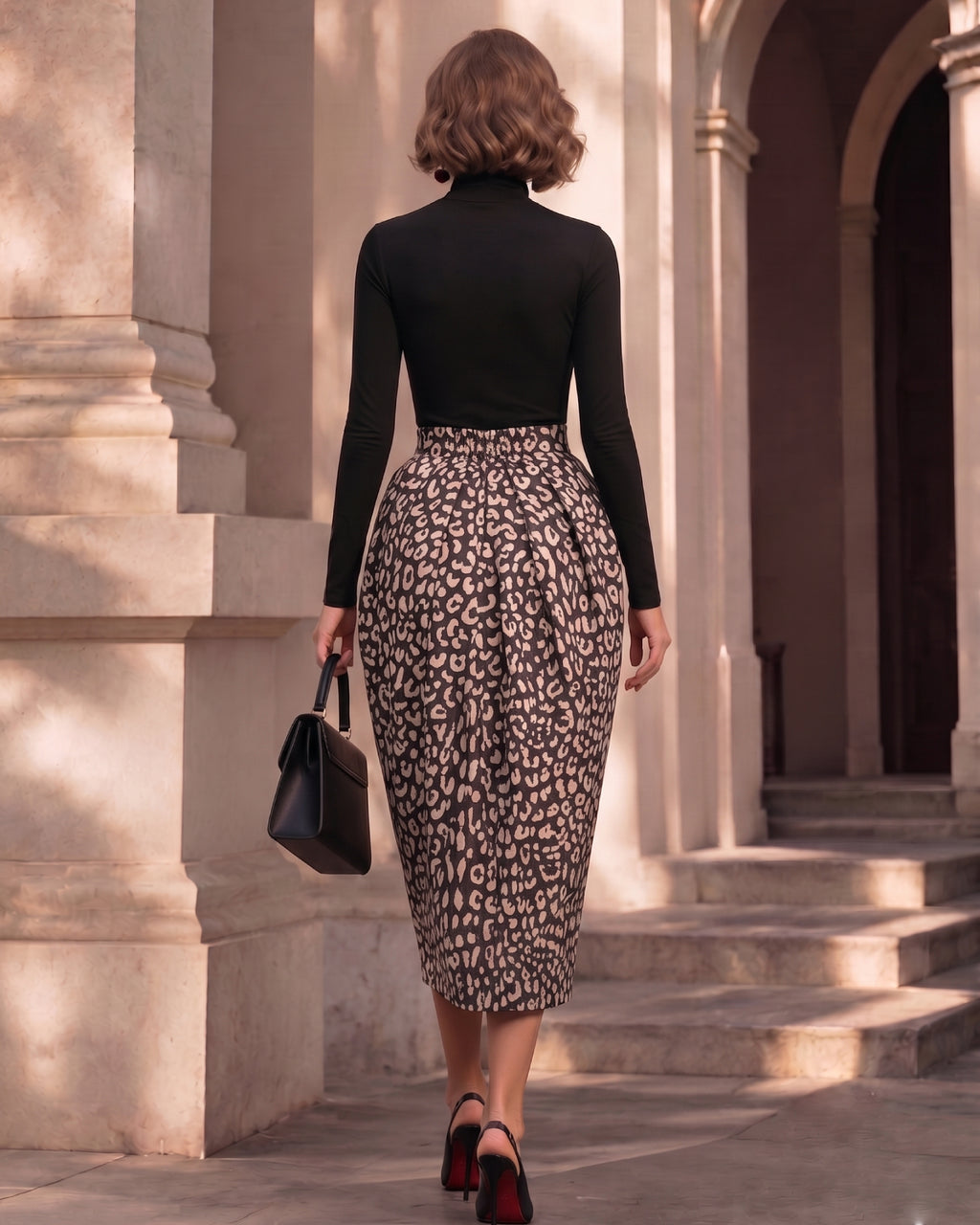 Wool Lyocell High Neck Structured Dress Set