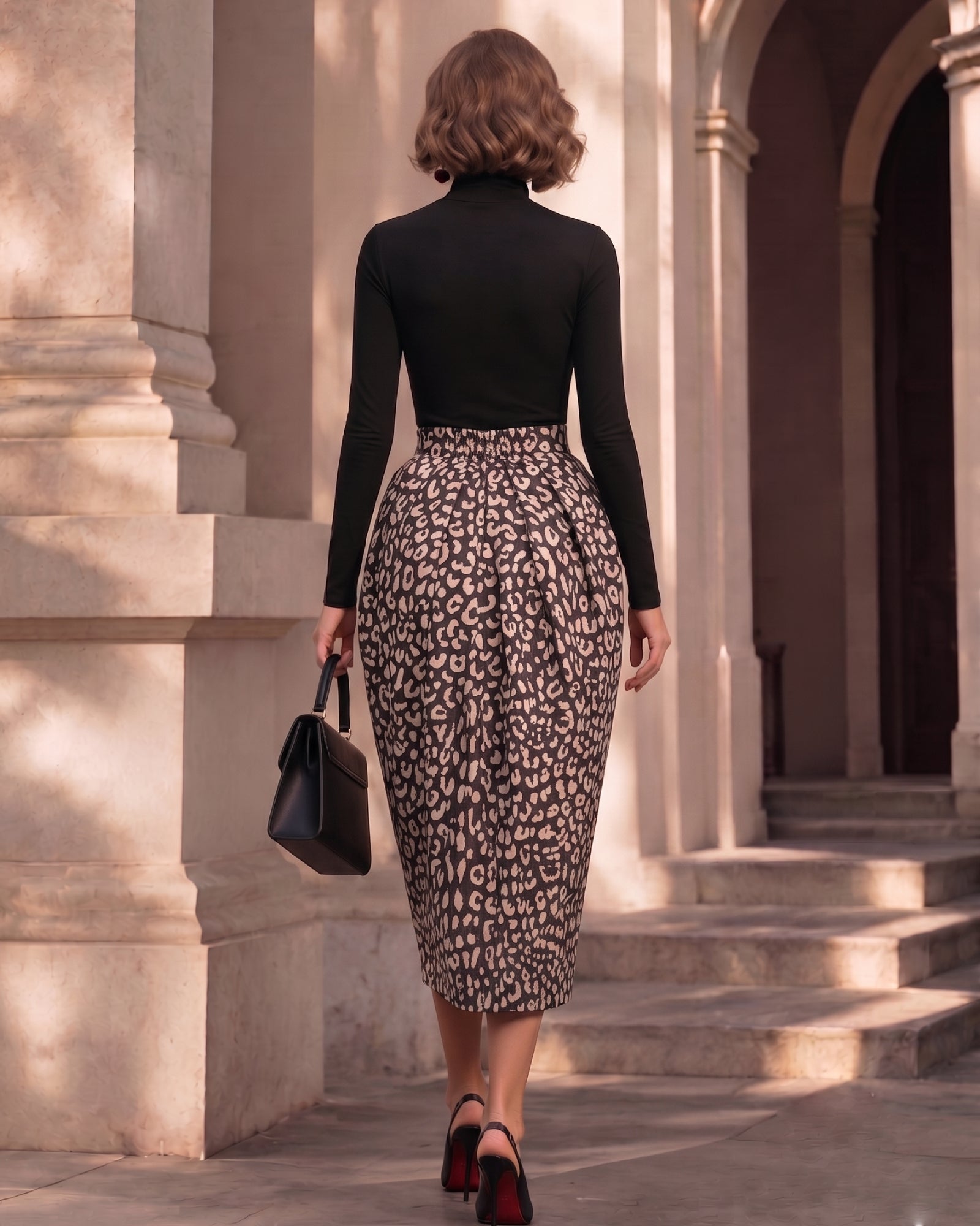 Wool Lyocell High Neck Structured Dress Set