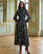 Lyocell Ditsy Floral Print Lace Panel French Dress