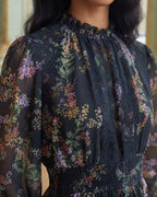 Lyocell Ditsy Floral Print Lace Panel French Dress
