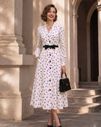 Lyocell Monochrome Print Vintage Dress