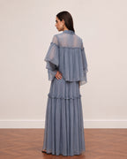 Lyocell Shirt Collar Bell Sleeve Dress Set