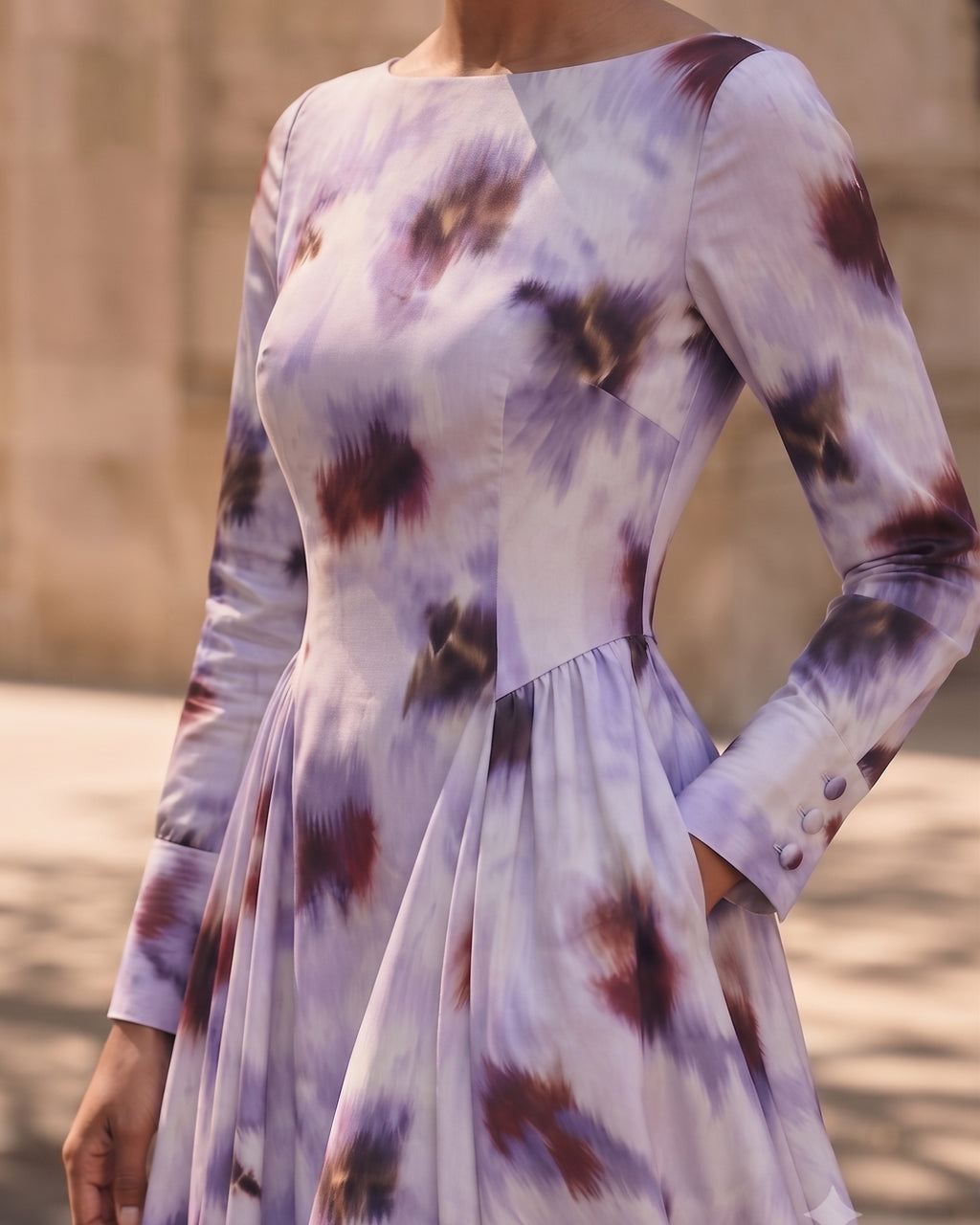 Abstract Print Vintage Midi Dress