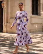 Abstract Print Vintage Midi Dress