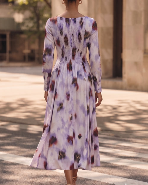 Abstract Print Vintage Midi Dress