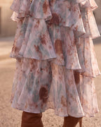 Lyocell Floral Print Puff Sleeve Vintage Maxi Dress