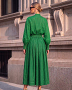 Lyocell Linen Shirt Collar A-Line Dress Set