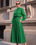 Lyocell Linen Shirt Collar A-Line Dress Set