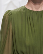 Lyocell Puff Sleeve Full Skirt Romantic Maxi Dress