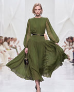 Lyocell Puff Sleeve Full Skirt Romantic Maxi Dress