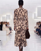 Lyocell Animal Print V-Neck Midi Dress