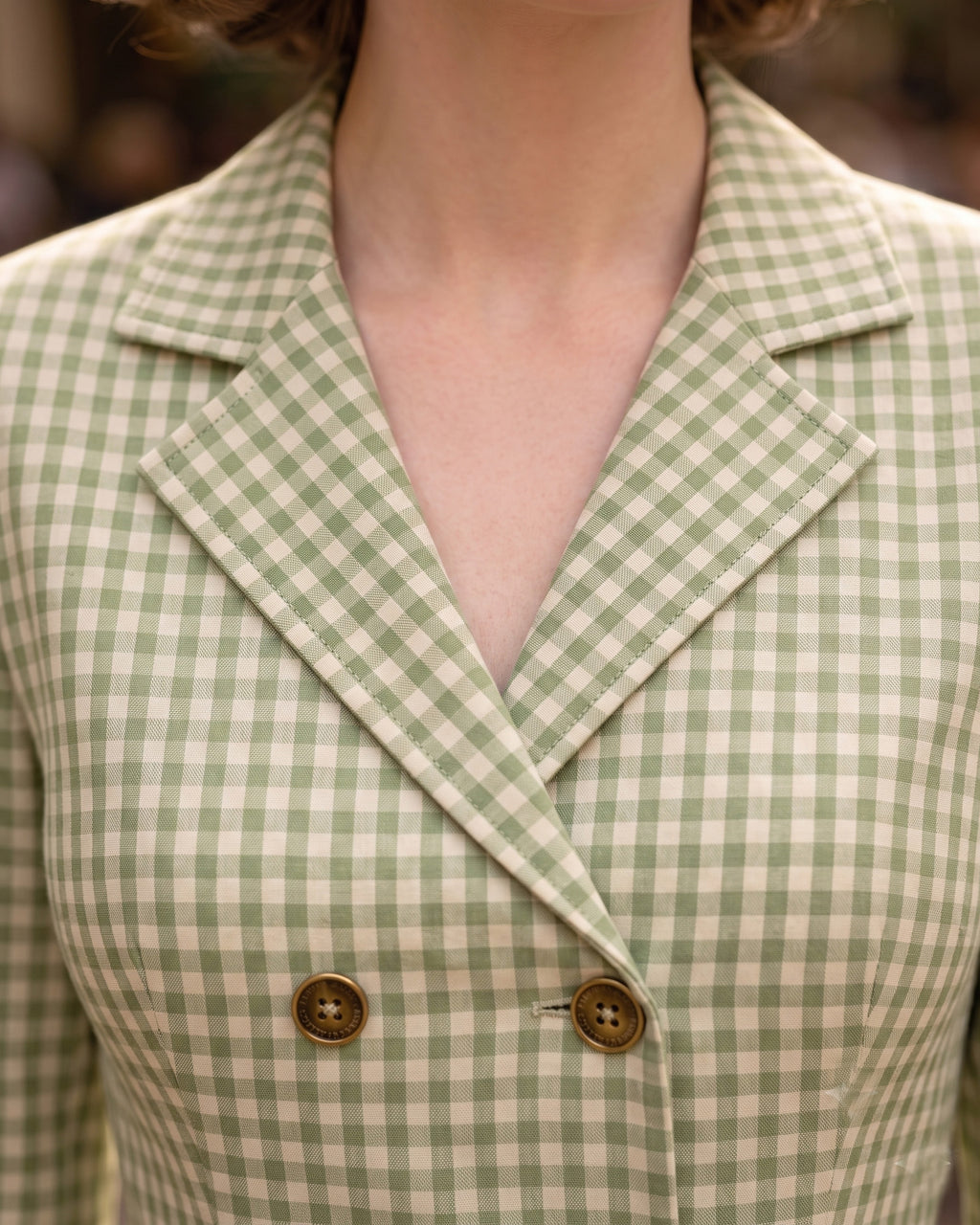 Plaid Print Blazer Collar Vintage Midi Dress