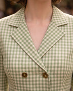 Plaid Print Blazer Collar Vintage Midi Dress
