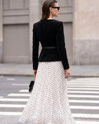 Corduroy Polka Dot Double Breasted Vintage Dress Set