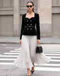 Corduroy Polka Dot Double Breasted Vintage Dress Set
