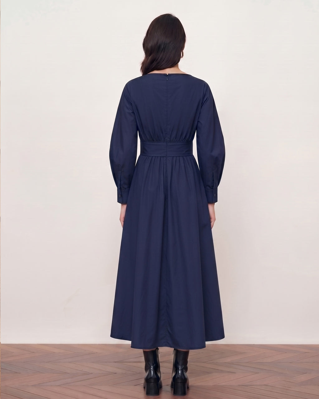 Cotton Structured Waist Midi Dress