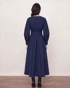 Cotton Structured Waist Midi Dress