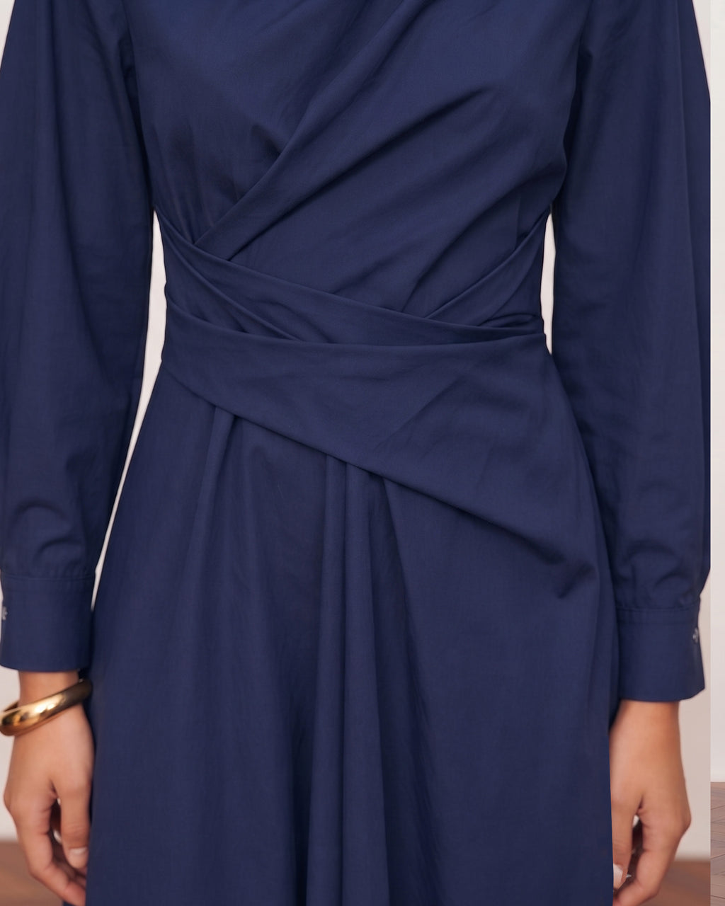 Cotton Structured Waist Midi Dress