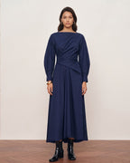 Cotton Structured Waist Midi Dress