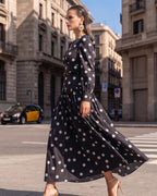 Cotton Linen Polka Dot Print Vintage Midi Dress