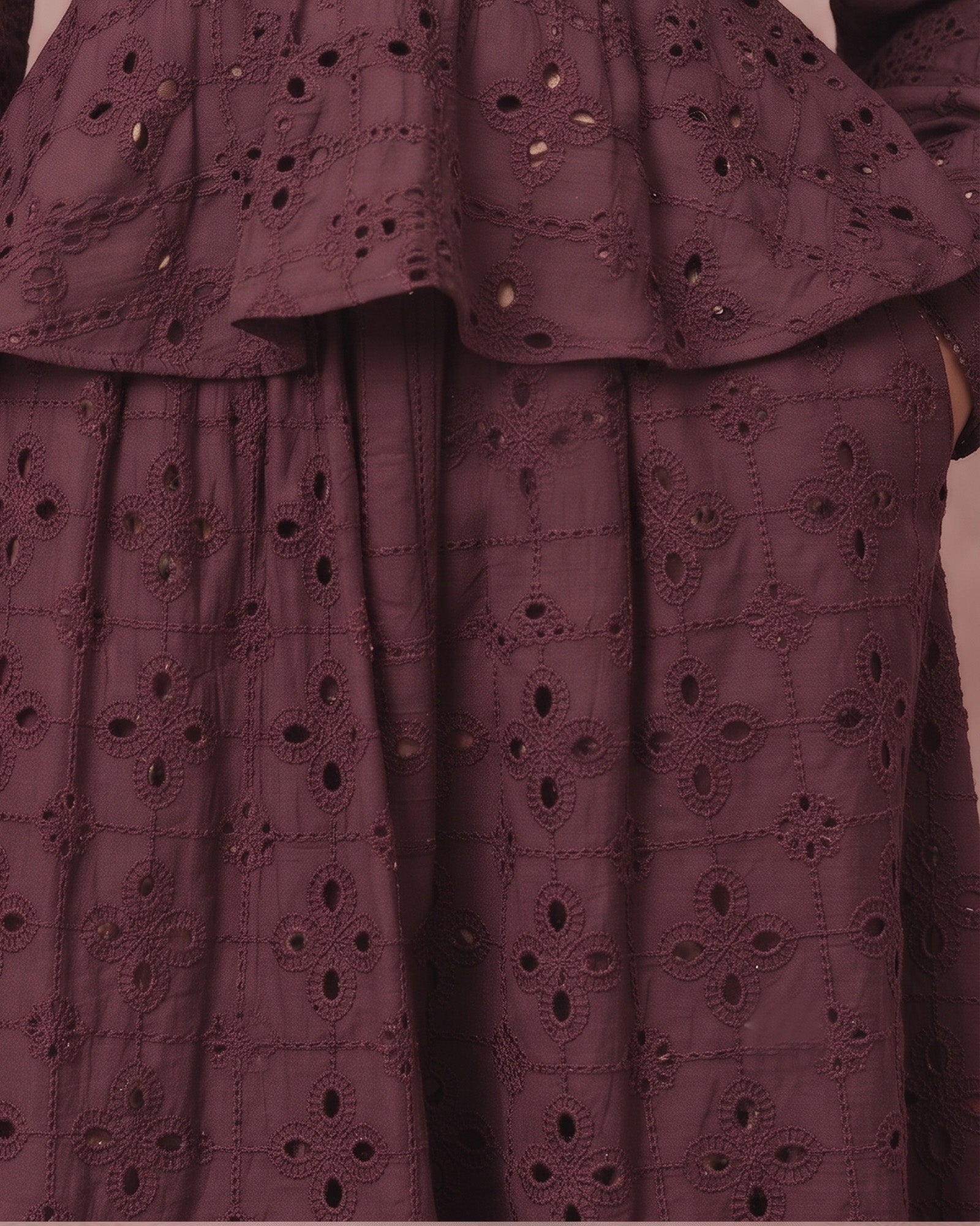 Eyelet Fabric V-Neck Romantic Dress Set