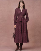 Eyelet Fabric V-Neck Romantic Dress Set
