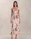 Lyocell Ruffle Detail French Midi Dress