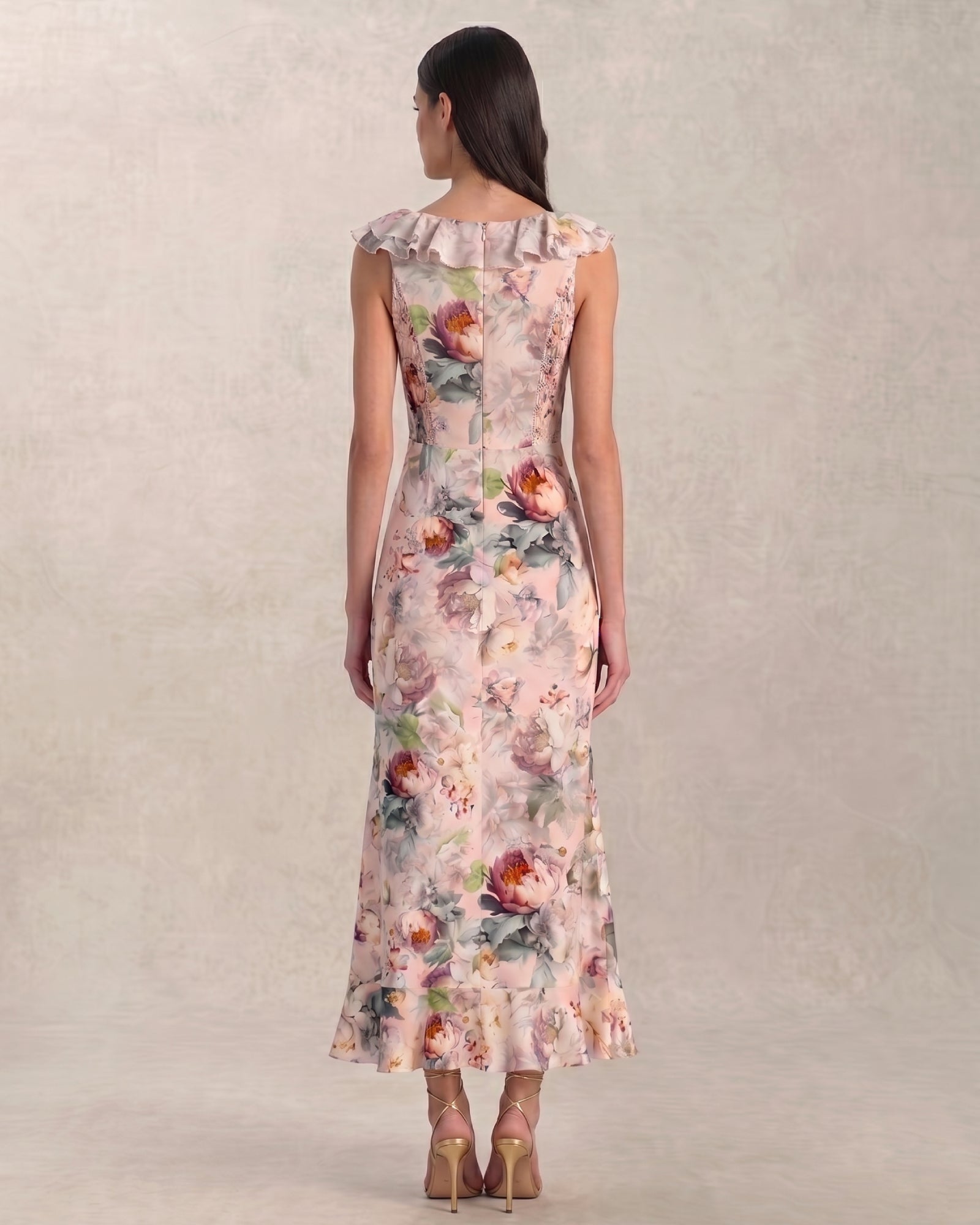 Lyocell Ruffle Detail French Midi Dress