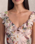 Lyocell Ruffle Detail French Midi Dress