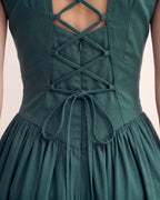 Cotton V-Neck Side Pockets Midi Dress