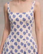 Geometric Print Square Neck Vintage Maxi Dress