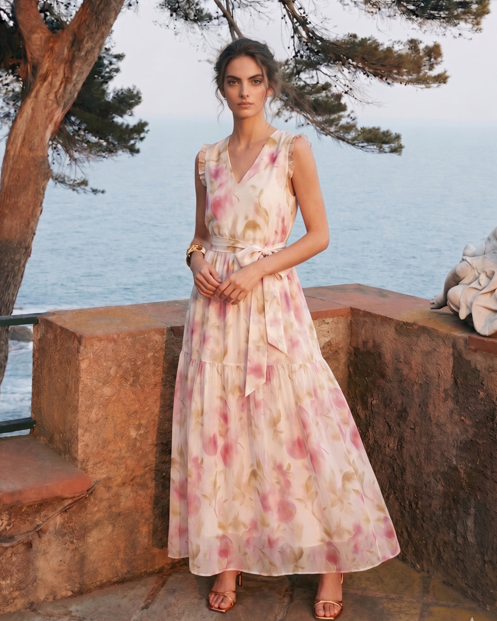 Lyocell Abstract Print Resort Maxi Dress