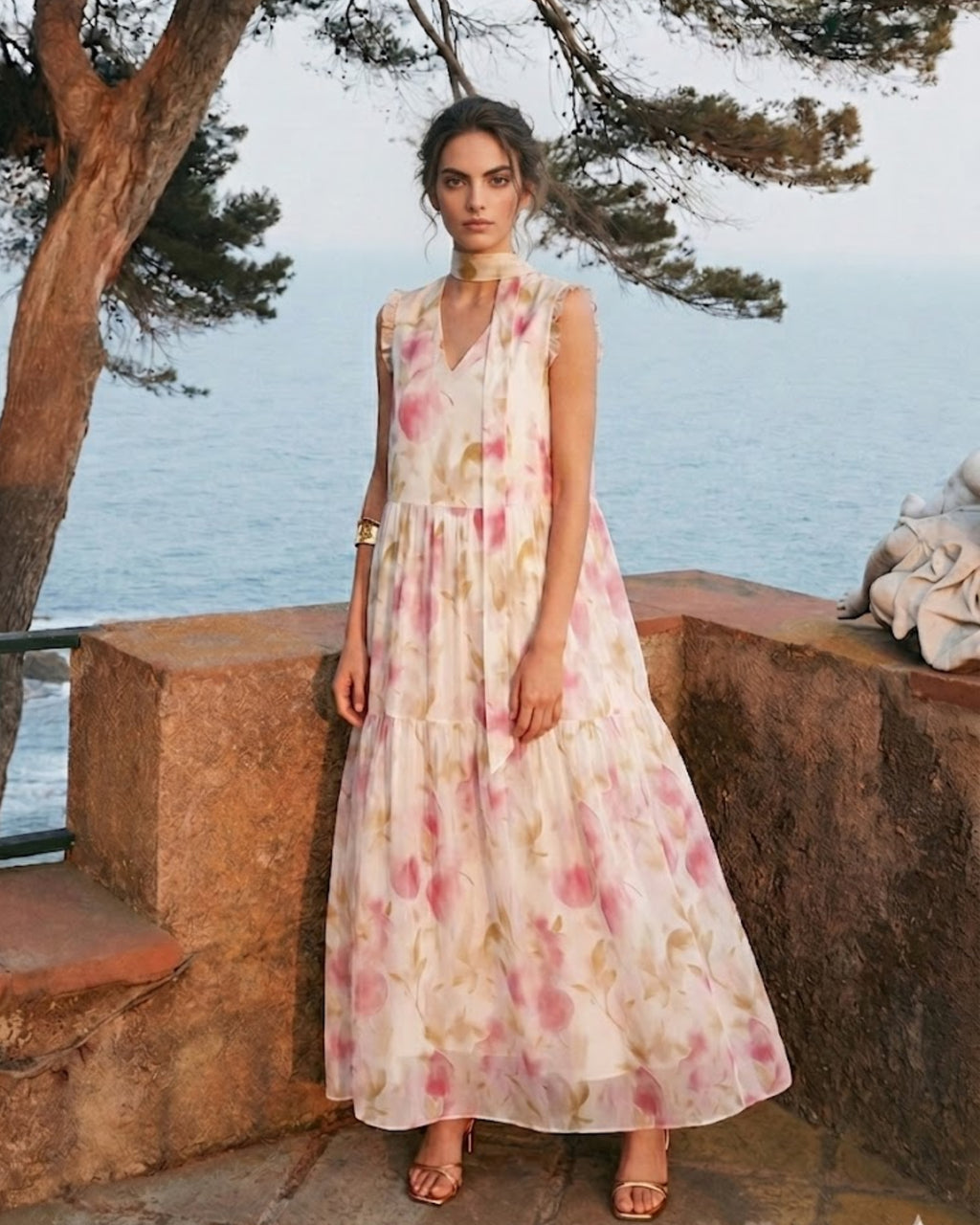 Lyocell Abstract Print Resort Maxi Dress