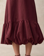 Pleated Hem V-Neck Vintage Midi Dress