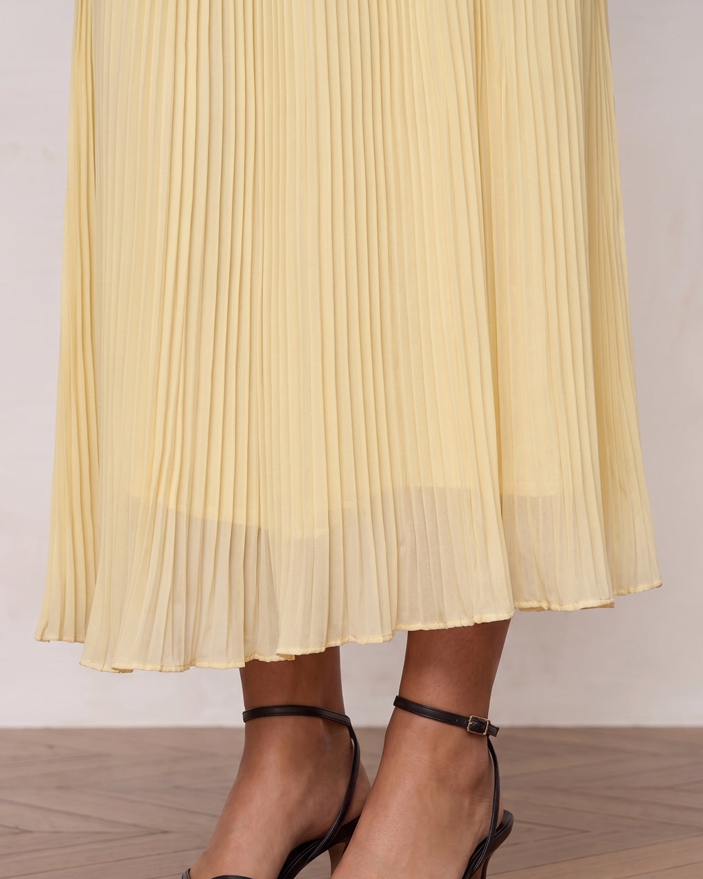 Cotton Lyocell Pleated Hem Romantic Maxi Dress