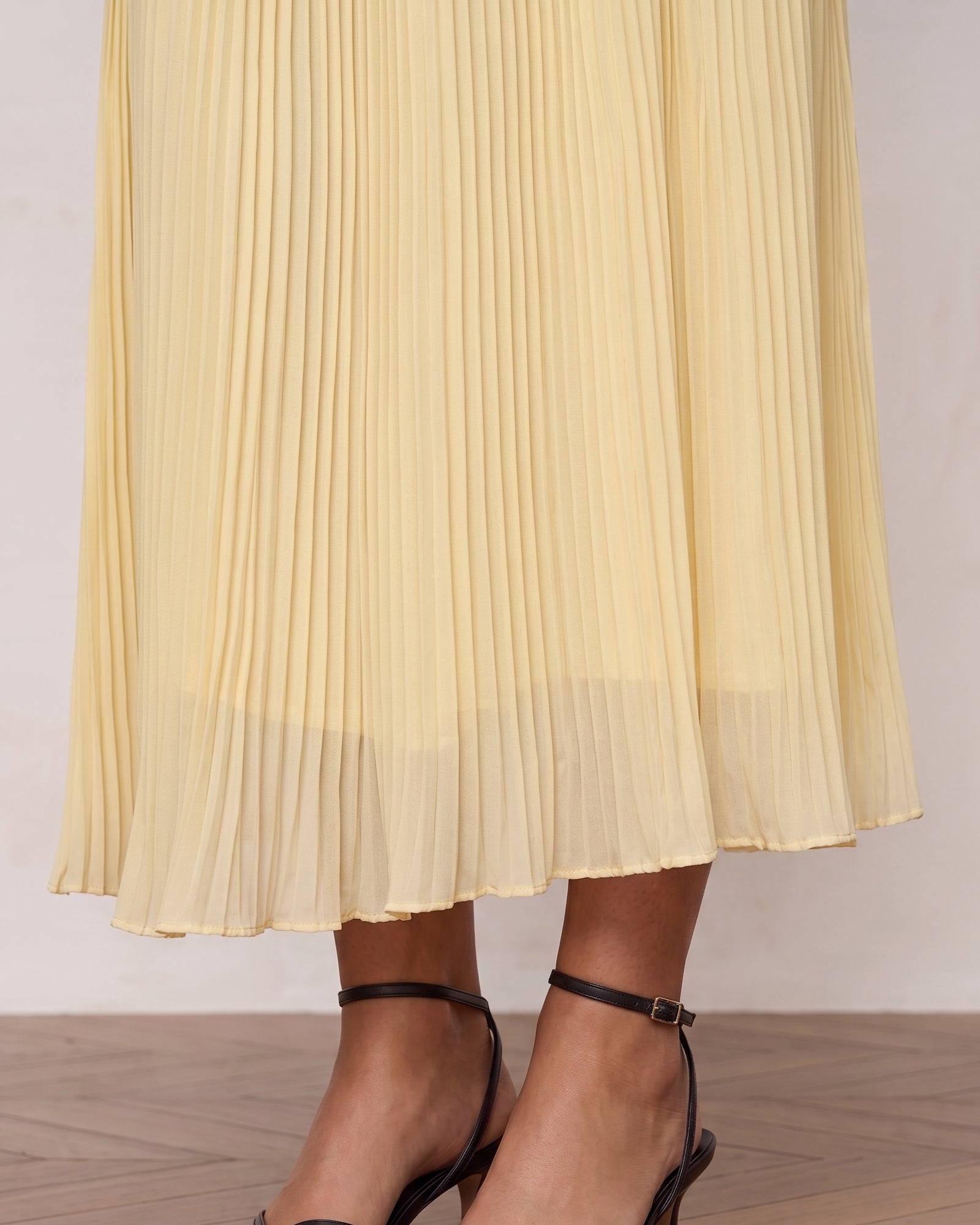 Cotton Lyocell Pleated Hem Romantic Maxi Dress