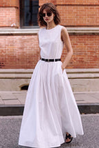 Cotton Sleeveless Full Skirt Maxi Dress