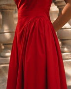 Side Pocket Full Skirt Vintage Midi Dress