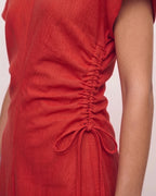 Lyocell Linen Side Drawstring Detail Maxi Dress