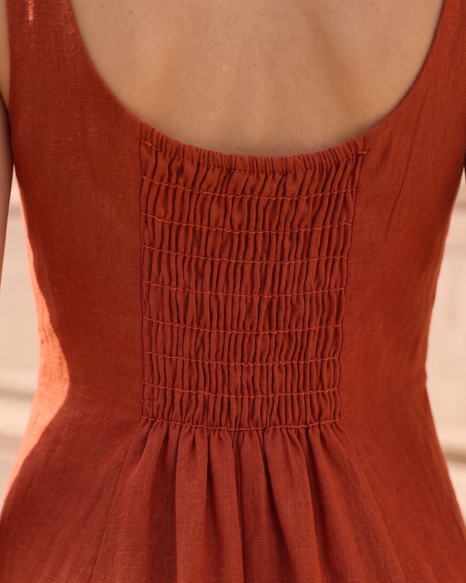 Cotton Linen Spaghetti Strap Vintage Maxi Dress