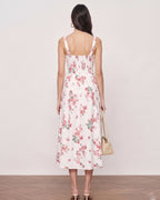 Floral Print Built-In Bra Cups Spaghetti Strap Midi Dress