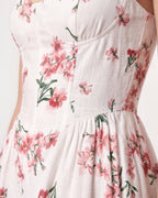 Floral Print Built-In Bra Cups Spaghetti Strap Midi Dress